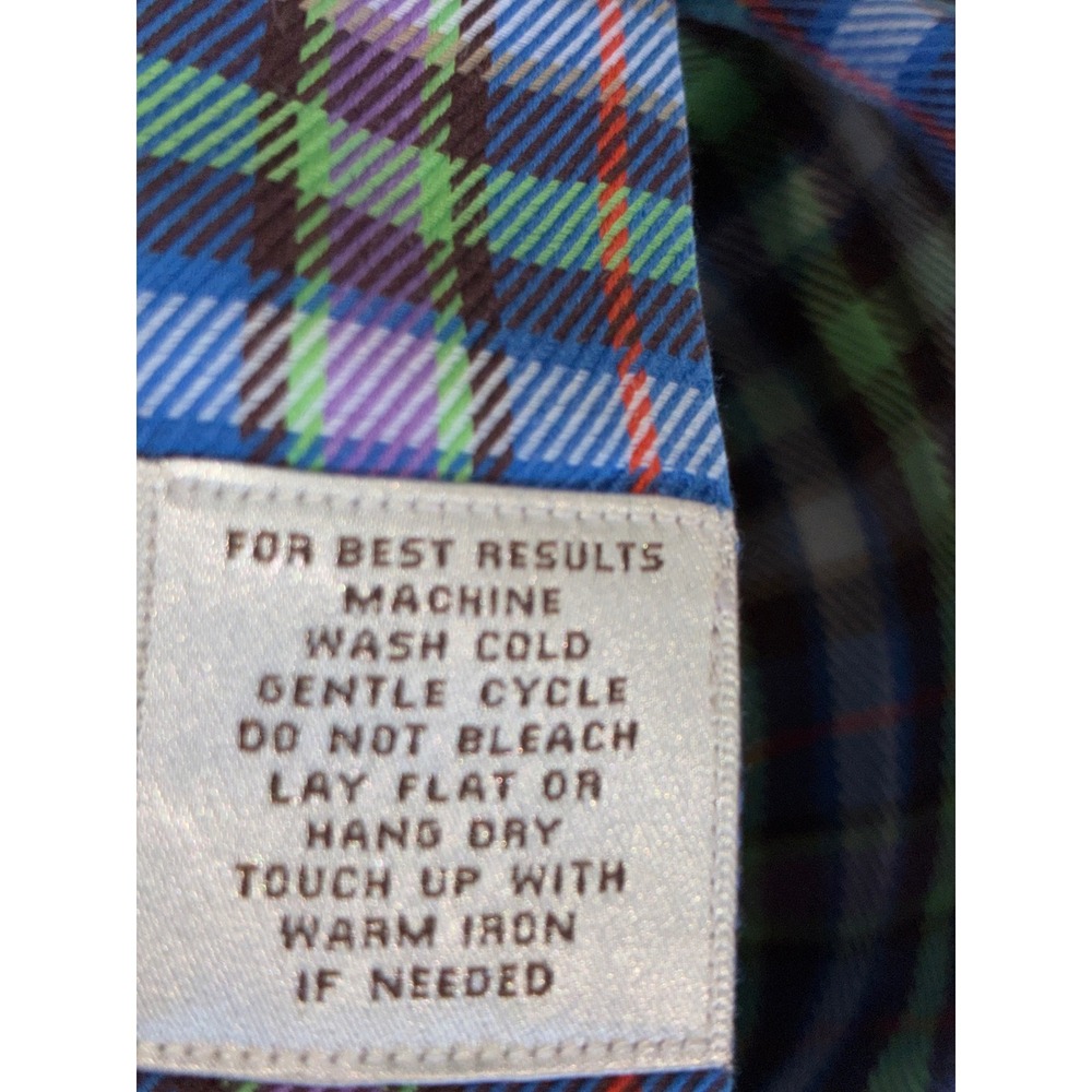 Peter Millar Mens Blue Green Plaid Cotton Button Down Shirt MF12D03 Medium - Picture 11 of 12